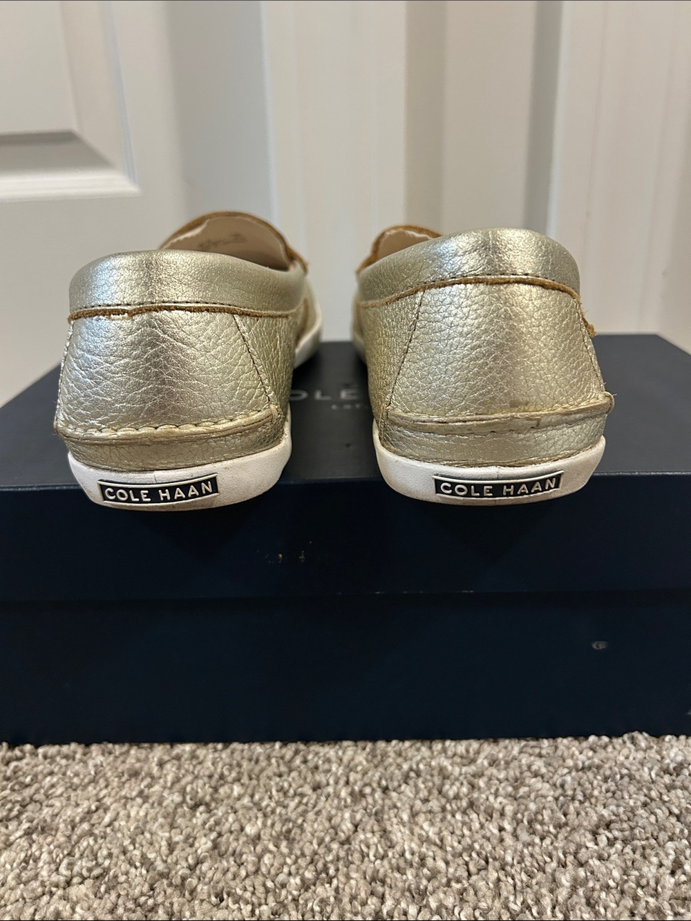 Cole Haan Gold Leather Penny Loafers - Picture 4 of 6